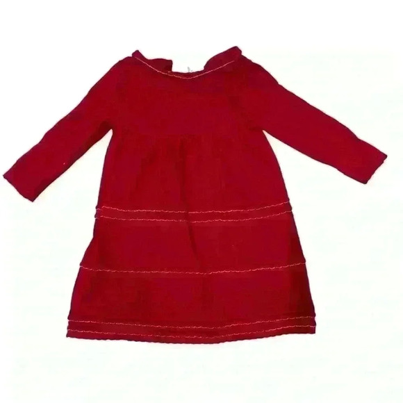 Janie and Jack Layette Little Rosebud Red Dress w/Silver Thread 6-12 Months - Picture 1 of 7